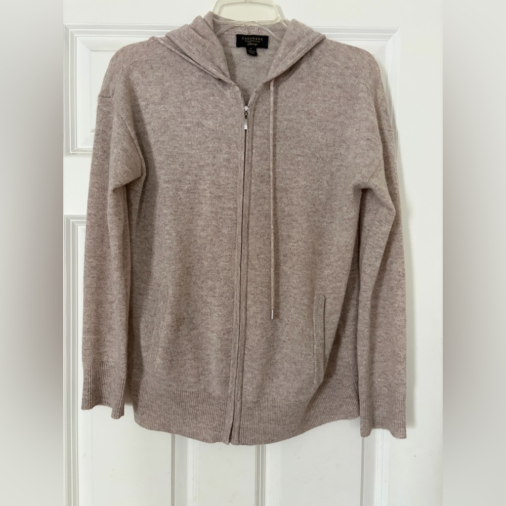 Zip-Up cashmere Hoodie Sweater - Taupe